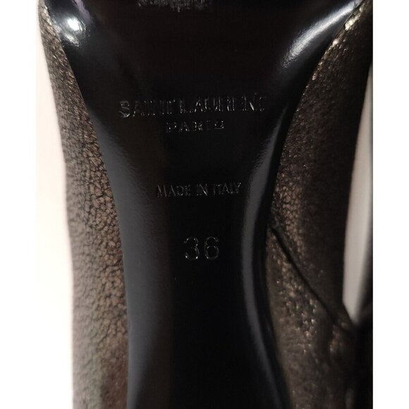 Saint Laurent Lou Ankle Boot 36 6 Metallic Leather Gun Metal New - Picture 7 of 15